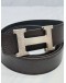 HERMES CONSTANCE REVERSIBLE BELT BLUE AND BROWN CALFSKIN LEATHER SIZE 110