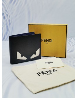 FENDI ELITE MONSTER EYES INLAY BI-FOLD WALLET IN BLACK -FULL SET- 