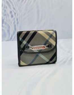 BURBERRY BLUE LABEL PLAID PRINT FRENCH WALLET 