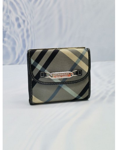 BURBERRY BLUE LABEL PLAID PRINT FRENCH WALLET 