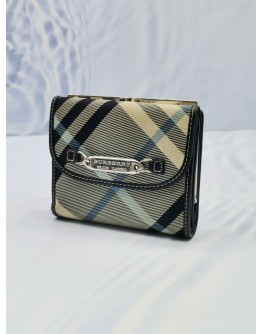 BURBERRY BLUE LABEL PLAID PRINT FRENCH WALLET 