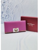 (UNUSED) SALVATORE FERRAGAMO PINK LEATHER CONTINENTAL WALLET -FULL SET-