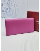 (UNUSED) SALVATORE FERRAGAMO PINK LEATHER CONTINENTAL WALLET -FULL SET-