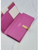 (UNUSED) SALVATORE FERRAGAMO PINK LEATHER CONTINENTAL WALLET -FULL SET-