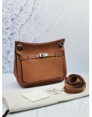 (LIKE NEW) HERMES JYPSIERE 28 CAMERAL BROWN TOGO LEATHER WITH STRAP IN PALADIUM HARDWARE