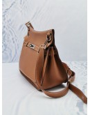 (LIKE NEW) HERMES JYPSIERE 28 CAMERAL BROWN TOGO LEATHER WITH STRAP IN PALADIUM HARDWARE