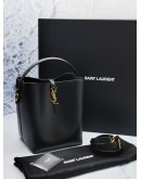 (LIKE NEW) 2023 YSL SAINT LAURENT LE 37 IN BLACK SMOOTH SHINY CALFSKIN LEATHER -FULL SET-