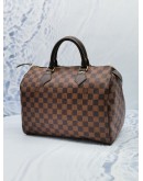 (LIKE NEW) LOUIS VUITTON SPEEDY 30 IN BROWN DAMIER EBENE CANVAS HANDLE BAG 