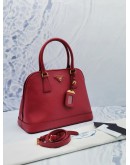 (UNUSED) PRADA HOT RED SAFFIANO LUX LEATHER HANDLE BAG 