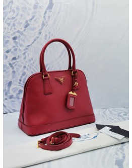 (UNUSED) PRADA HOT RED SAFFIANO LUX LEATHER HANDLE BAG 