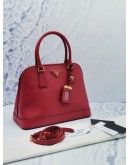 (UNUSED) PRADA HOT RED SAFFIANO LUX LEATHER HANDLE BAG 