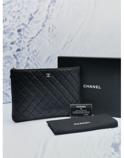 2016 CHANEL GABRILLE O CASE IN BLACK LAMBSKIN LEATHER POUCH -FULL SET-