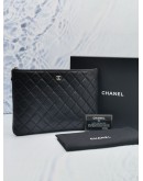 2016 CHANEL GABRILLE O CASE IN BLACK LAMBSKIN LEATHER POUCH -FULL SET-