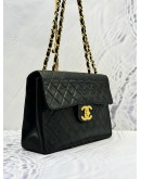 (SALE) 1996 CHANEL CLASSIC MAXI FLAP BAG IN BLACK LAMBSKIN LEATHER