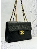 (SALE) 1996 CHANEL CLASSIC MAXI FLAP BAG IN BLACK LAMBSKIN LEATHER