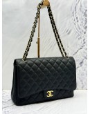 (SALE) 2014 CHANEL CLASSIC MAXI DOUBLE FLAP BAG IN BLACK CAVIAR LEATHER