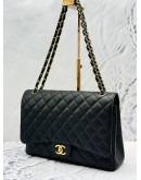 (SALE) 2014 CHANEL CLASSIC MAXI DOUBLE FLAP BAG IN BLACK CAVIAR LEATHER