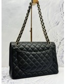 (SALE) 2014 CHANEL CLASSIC MAXI DOUBLE FLAP BAG IN BLACK CAVIAR LEATHER