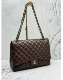 (SALE) 2010 CHANEL CLASSIC MAXI FLAP BAG IN DARK BROWN LAMBSKIN LEATHER