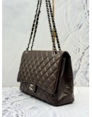 (SALE) 2010 CHANEL CLASSIC MAXI FLAP BAG IN DARK BROWN LAMBSKIN LEATHER