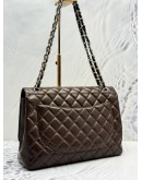 (SALE) 2010 CHANEL CLASSIC MAXI FLAP BAG IN DARK BROWN LAMBSKIN LEATHER