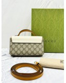 (UNUSED) GUCCI PADLOCK MINI CROSSBODAY BAG IN BEIGE GG SUPREME CANVAS AND WHITE YELLOW LEATHER -FULL SET-