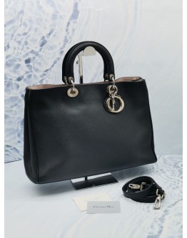 2012 CHRISTIAN DIOR DIORISSIMO BLACK CALFSKIN LEATHER LARGE TOTE BAG 