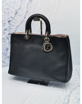 2012 CHRISTIAN DIOR DIORISSIMO BLACK CALFSKIN LEATHER LARGE TOTE BAG 