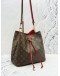 (SALE) LOUIS VUITTON NEONOE MM BAG IN BROWN MONOGRAM CANVAS & RED COWHIDE LEATHER