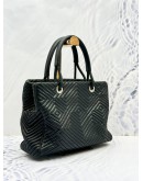 (SALE) BALLY CHEVRON TOTE TOP HANDLE BAG IN BLACK CALFSKIN LEATHER