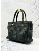 (SALE) BALLY CHEVRON TOTE TOP HANDLE BAG IN BLACK CALFSKIN LEATHER