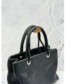 (SALE) BALLY CHEVRON TOTE TOP HANDLE BAG IN BLACK CALFSKIN LEATHER