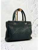 (SALE) BALLY CHEVRON TOTE TOP HANDLE BAG IN BLACK CALFSKIN LEATHER