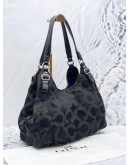 (SALE) COACH MADISON HOBO SHOULDER BAG IN BLACK BROWN CC SIGNATURE CANVAS AND BLACK LEATHER