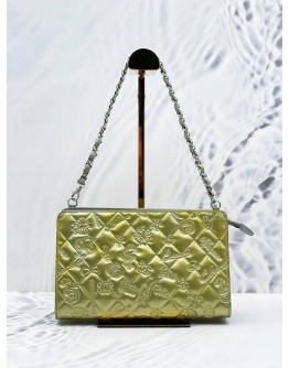 (SALE) 2010 CHANEL LUCKY SYMBOLS POUCH BAG IN SOFT GREEN EMBOSSED PATENT LEATHER 