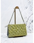 (SALE) 2010 CHANEL LUCKY SYMBOLS POUCH BAG IN SOFT GREEN EMBOSSED PATENT LEATHER 