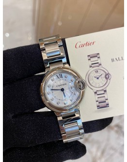 (LIKE NEW) 2023 CARTIER LADY BALLON BLEU DE CARTIER DIAMOND DIAL REF W4BB0029 28MM QUARTZ WATCH 