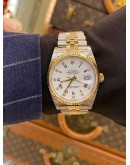 ROLEX DATEJUST 36 REF 16233 DIAMOND HALF 18K 750 YELLOW GOLD 36MM AUTOMATIC WATCH -FULL SET-