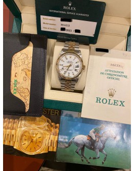 ROLEX DATEJUST 36 REF 16233 DIAMOND HALF 18K 750 YELLOW GOLD 36MM AUTOMATIC WATCH -FULL SET-