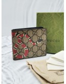 GUCCI GG SUPREME CANVAS SNAKE PRINT COMPACT BI-FOLD WALLET -FULL SET-