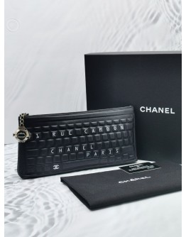 (LIKE NEW) CHANEL LIMITED SPECIAL EDITION S/S DATA CENTER BLACK SILVER ROBOT COCOBOT LEATHER KEYBOARD CLUTCH IN BLACK LAMBSKIN -FULL SET-