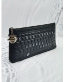 (LIKE NEW) CHANEL LIMITED SPECIAL EDITION S/S DATA CENTER BLACK SILVER ROBOT COCOBOT LEATHER KEYBOARD CLUTCH IN BLACK LAMBSKIN -FULL SET-