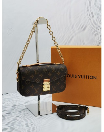 (LIKE NEW) 2023 MICROCHIP LOUIS VUITTON POCHETTE METIS EAST WEST CHAIN / STRAP BAG -FULL SET-