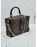 (UNUSED) 2022 MICROCHIP LOUIS VUITTON PETITE MALLE SOUPLE BROWN MONOGRAM CANVAS / BLACK LEATHER HANDLE BAG 