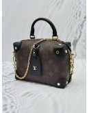 (UNUSED) 2022 MICROCHIP LOUIS VUITTON PETITE MALLE SOUPLE BROWN MONOGRAM CANVAS / BLACK LEATHER HANDLE BAG 