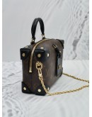 (UNUSED) 2022 MICROCHIP LOUIS VUITTON PETITE MALLE SOUPLE BROWN MONOGRAM CANVAS / BLACK LEATHER HANDLE BAG 