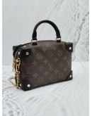 (UNUSED) 2022 MICROCHIP LOUIS VUITTON PETITE MALLE SOUPLE BROWN MONOGRAM CANVAS / BLACK LEATHER HANDLE BAG 