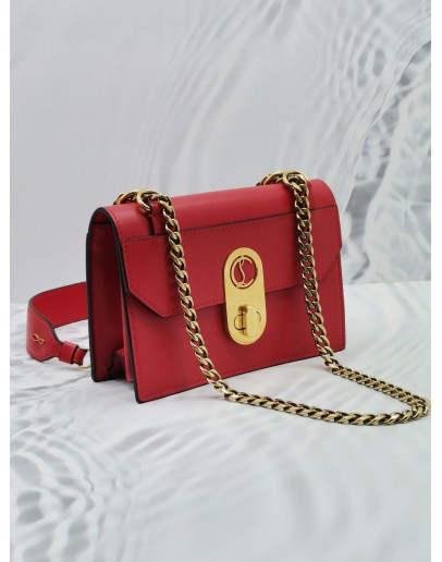 CHRISTIAN LOUBOUTIN MINI ELISA CALFSKIN LEATHER CROSSBODY BAG IN RED