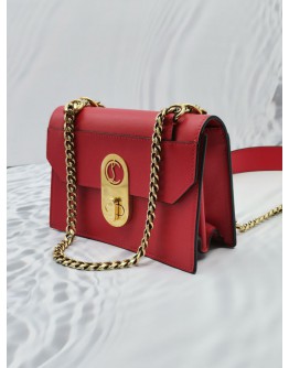 CHRISTIAN LOUBOUTIN MINI ELISA CALFSKIN LEATHER CROSSBODY BAG IN RED