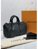 (LIKE NEW) 2024 MICROCHIP LOUIS VUITTON BANDOULIERE 25 BLACK MONOGRAM TAURILLON LEATHER HANDLE BAG -FULL SET-